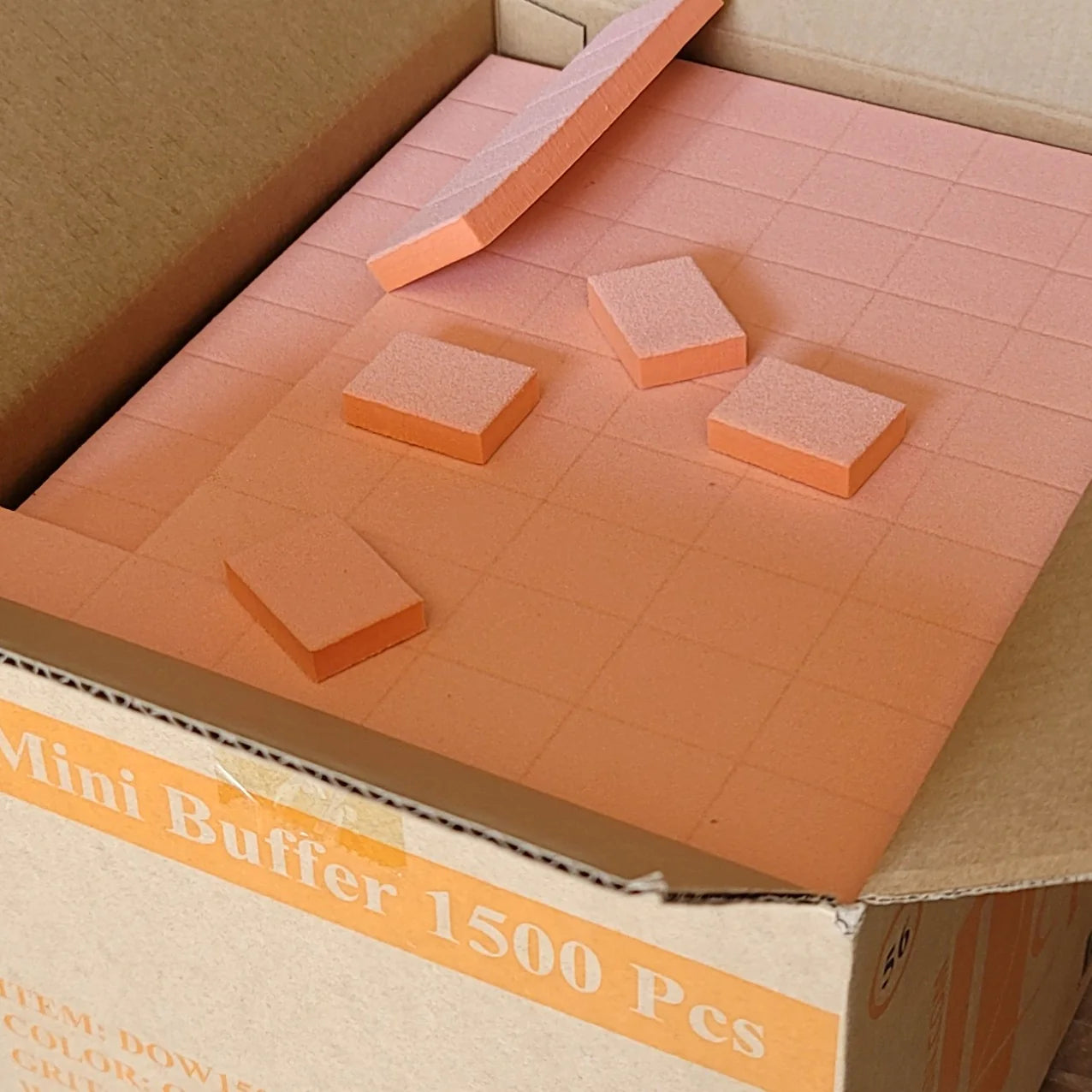 Red Mini Nail Buffer Orange White Grit 80/100 1500 pc