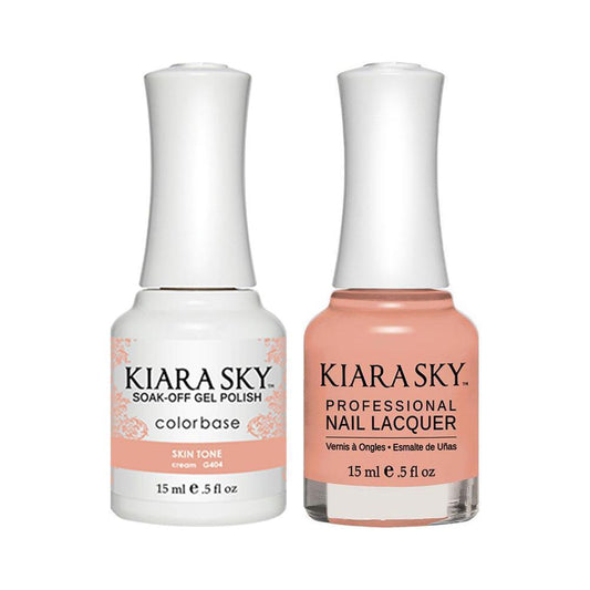 Kiara Sky Gel Nail Polish Duo - 404 Neutral Beige Colors - Skin Tone