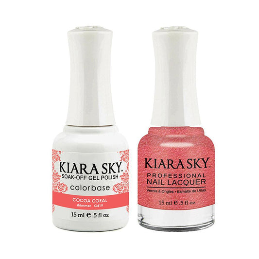 Kiara Sky Gel Nail Polish Duo - 419 Orange Colors - Cocoa Coral