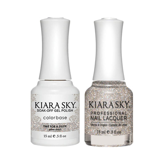 Kiara Sky Gel Nail Polish Duo - 437 Glitter Multi Colors - Time For A Selfie