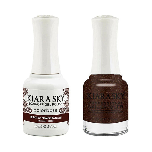 Kiara Sky Gel Nail Polish Duo - 457 Red Colors - Frosted Pomegranate