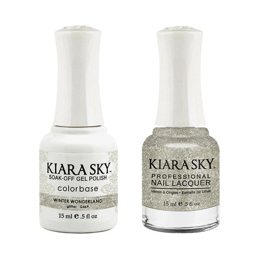 Kiara Sky Gel Nail Polish Duo - 469 Glitter White Colors - Winter Wonderland