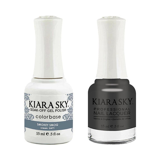 Kiara Sky Gel Nail Polish Duo - 471 Gray Colors - Smokey Smog