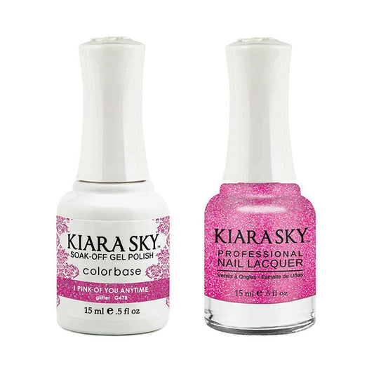 Kiara Sky Gel Nail Polish Duo - 478 Glitter Pink Colors - I Pink You Anytime