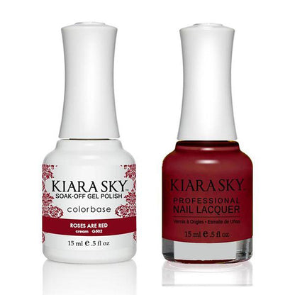 Kiara Sky Gel Nail Polish Duo - 502 Red Colors - Roses are red