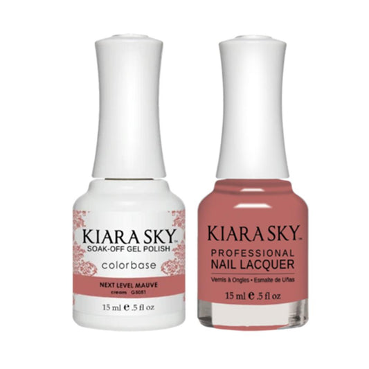 Kiara Sky 5051 NEXT LEVEL MAUVE - All-In-One Gel Polish & Matching Nail Lacquer Duo Set - 0.5oz