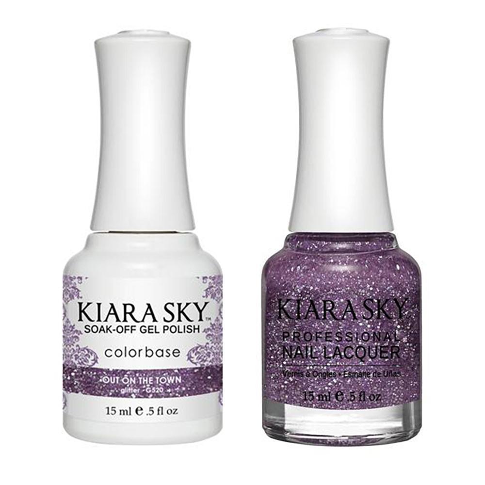 Kiara Sky Gel Nail Polish Duo - 520 Purple Glitter Colors - Out On The Town