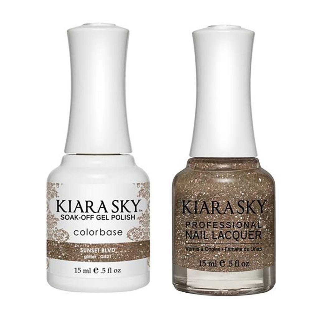 Kiara Sky Gel Nail Polish Duo - 521 Gold Glitter Colors - Sunset Blvd