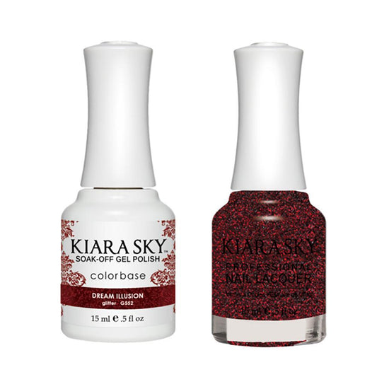 Kiara Sky Gel Nail Polish Duo - 552 Red Colors - Dream Illusion