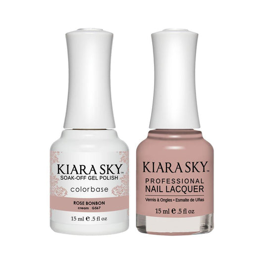 Kiara Sky Gel Nail Polish Duo - 567 Brown Colors - Rose Bonbon