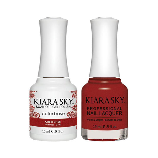 Kiara Sky Gel Nail Polish Duo - 570 Red Colors - Cheri Cheri