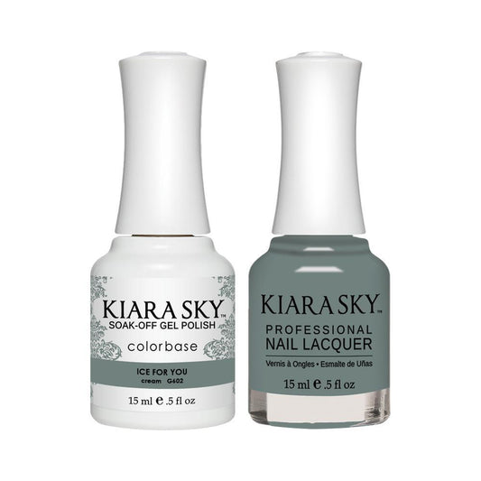 Kiara Sky Gel Nail Polish Duo - 602 Gray Green Colors - Ice For You