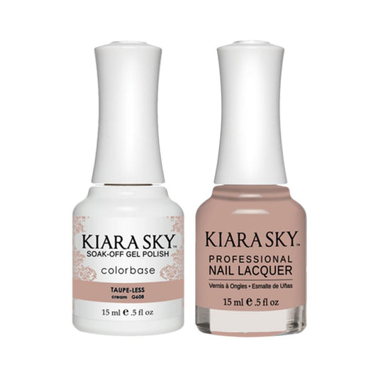 Kiara Sky Gel Nail Polish Duo - 608 Brown Beige Colors - Taup Less