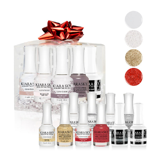 KIARASKY Holiday Gift Bundle: 4 Gel & Lacquer, 1 Base Gel, 1 Top Gel - 555, 505, 554, 551