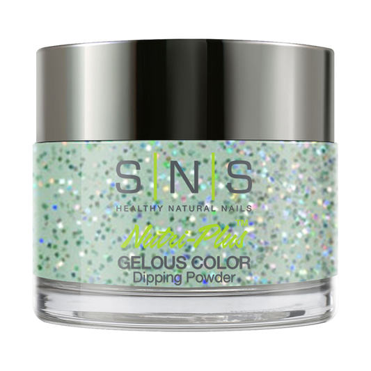 SNS Dipping Powder Nail - IS20 Autumn Leave - Green Glitter Colors