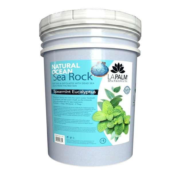 Lapalm Organic Sea Salt Rocks for Foot Bath 5 Gallons - Spearmint Eucalyptus