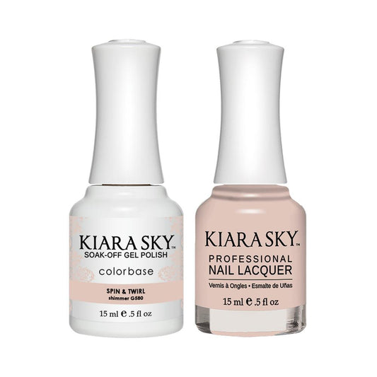 Kiara Sky Gel Nail Polish Duo - 580 Beige Neutral Colors - Spin & Twirl