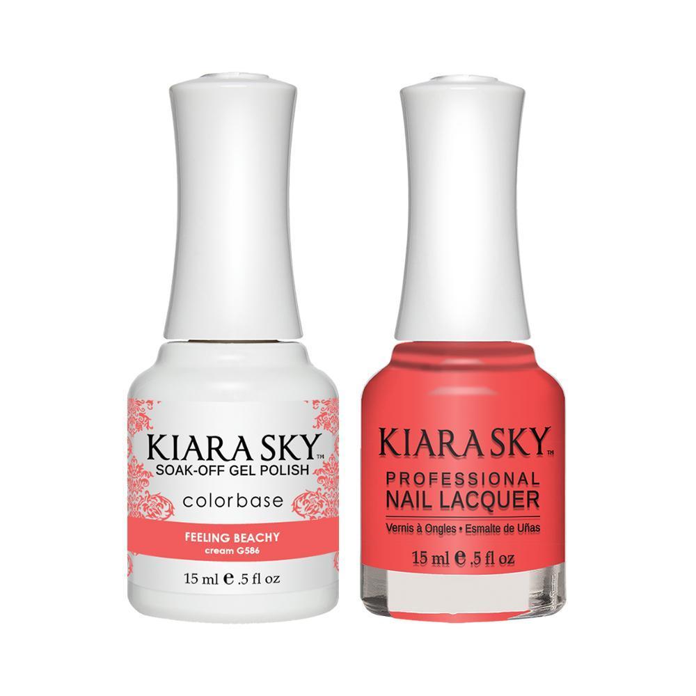 Kiara Sky Gel Nail Polish Duo - 586 Coral Neutral Colors - Feeling Beachy