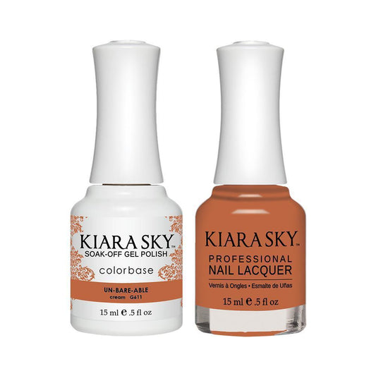 Kiara Sky Gel Nail Polish Duo - 611 Brown Beige Colors - Un Bare Able