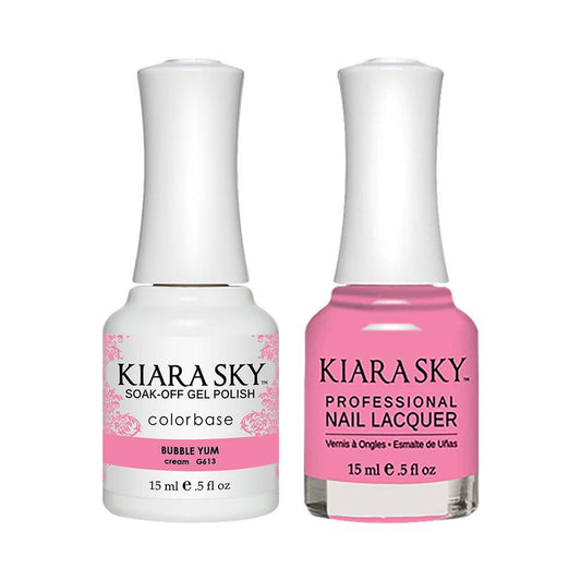 Kiara Sky Gel Nail Polish Duo - 613 Pink Beige Colors - Bubble Yum