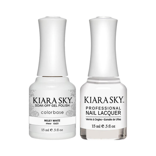 Kiara Sky Gel Nail Polish Duo - 623 White Colors - Milky White