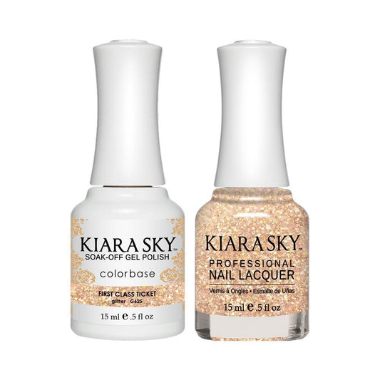 Kiara Sky Gel Nail Polish Duo - 625 Glitter Pink Colors - First Class Ticket