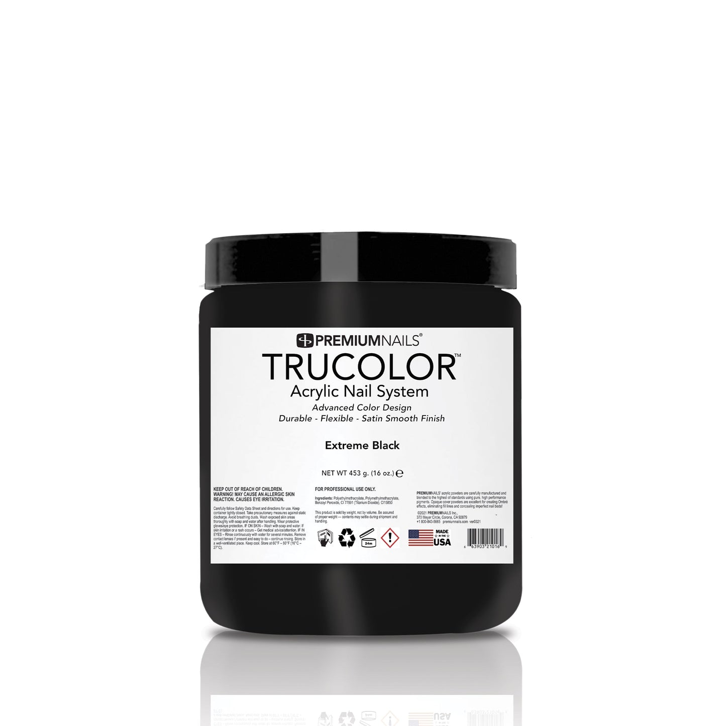 Extreme Black (Opaque/Cover) - TRUCOLOR Nail Sculpting  Powder